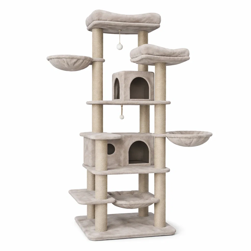 Kratzbaum aus MDF und Sisal Beige-dwelldecorum