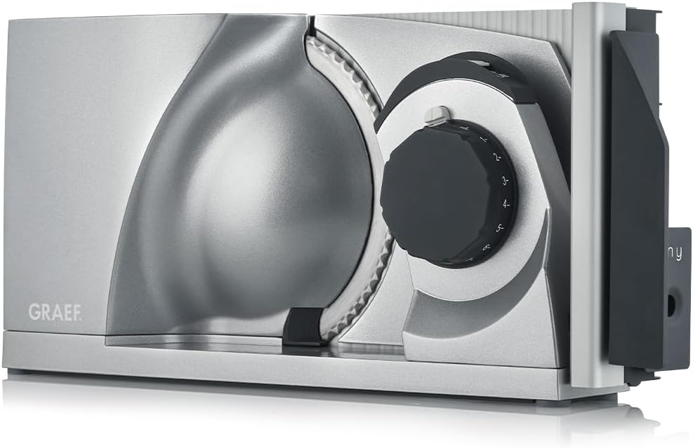 GRAEF MYtiny MT1000 cortadora plegable de alimentos - 170 W con cuchilla redonda de acero inoxidable 170 mm - corte ajustable 0 a 15 mm para pan carne queso y verduras-Casamyio