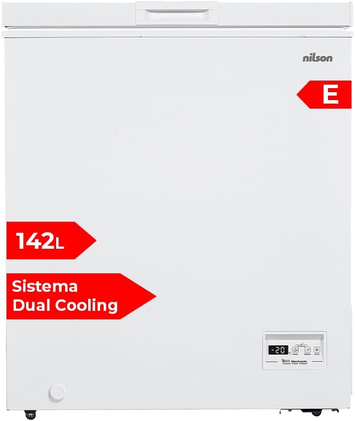 Congelador horizontal Nilson NCH1500EDC - 142 litros - blanco - Dual Cooling - Super Congelación - una cesta - puerta abatible-Casamyio