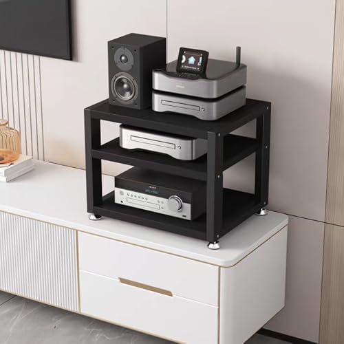 Organizador de medios para escritorio - gabinete pequeño de audio Hi Fi de tres niveles - soporte para amplificador y componentes estéreo-Casamyio