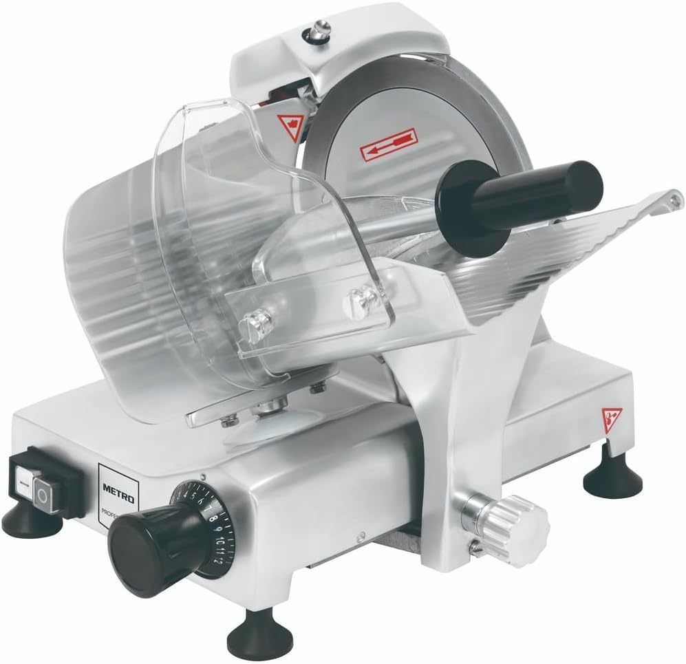 METRO PROFESSIONAL GFS3019 cortafiambres eléctrico - cuchilla circular 19,5 cm - grosor 0 a 12 mm en aluminio anodizado plata-Casamyio