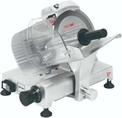 METRO PROFESSIONAL GFS3019 cortafiambres eléctrico - cuchilla circular 19,5 cm - grosor 0 a 12 mm en aluminio anodizado plata-Casamyio