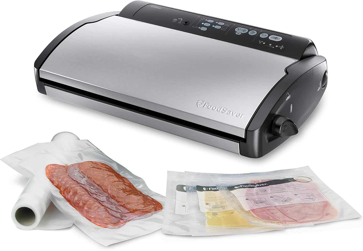 FoodSaver V2860 envasadora al vacío - máquina automática con 2 tipos de envasado y 3 velocidades en negro y plata-Casamyio