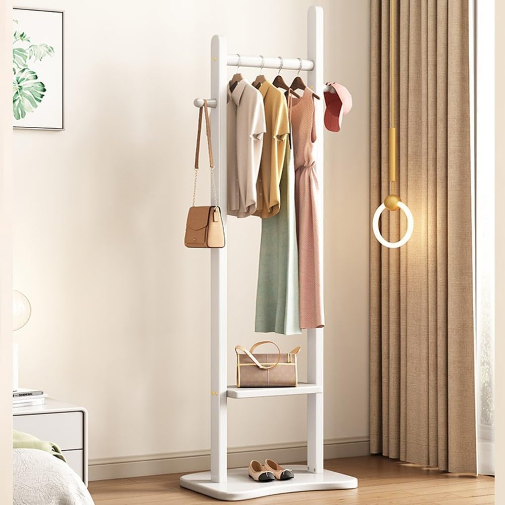 Perchero burro de madera multifuncional - perchero de pie con 2 estantes y 2 ganchos - para dormitorio salón y pasillo-Casamyio