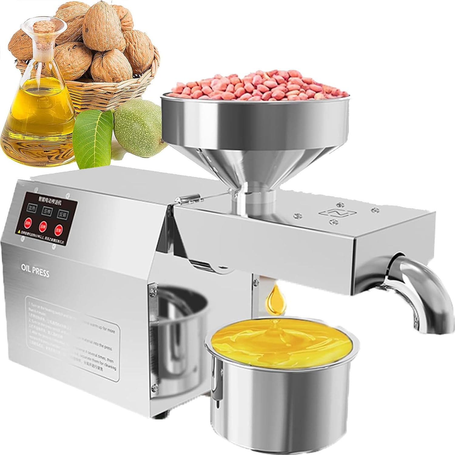 LTSRLL prensa de aceite automática - máquina eléctrica 800 a 1500 vatios con pantalla táctil para semillas y frutos secos-Casamyio
