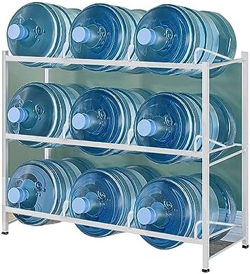 Estante doble para botellas de agua de cinco galones - organizador resistente para enfriador de agua - almacenamiento 93 por 34 por 83 cm-Casamyio
