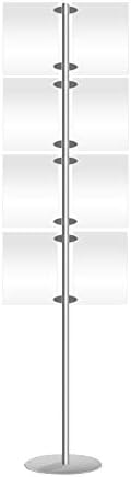 Expositor de suelo A4 de doble cara - 8 compartimentos verticales - aluminio y plexiglás - para agencias e inmobiliarias-Casamyio