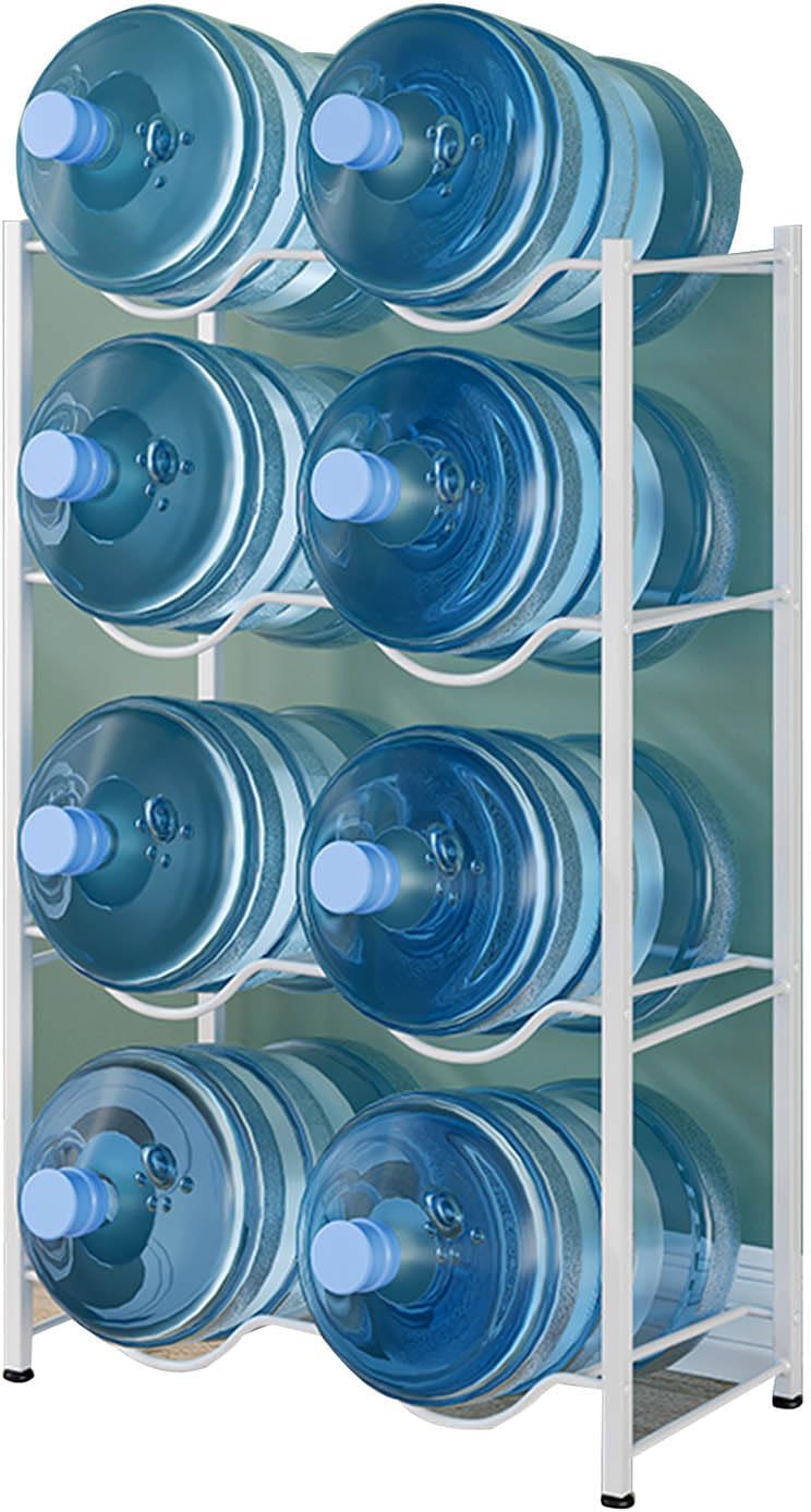 Estante apilable para garrafas de agua de cinco galones - organizador doble resistente - almacenamiento de gran capacidad 64 por 34 por 105 cm-Casamyio