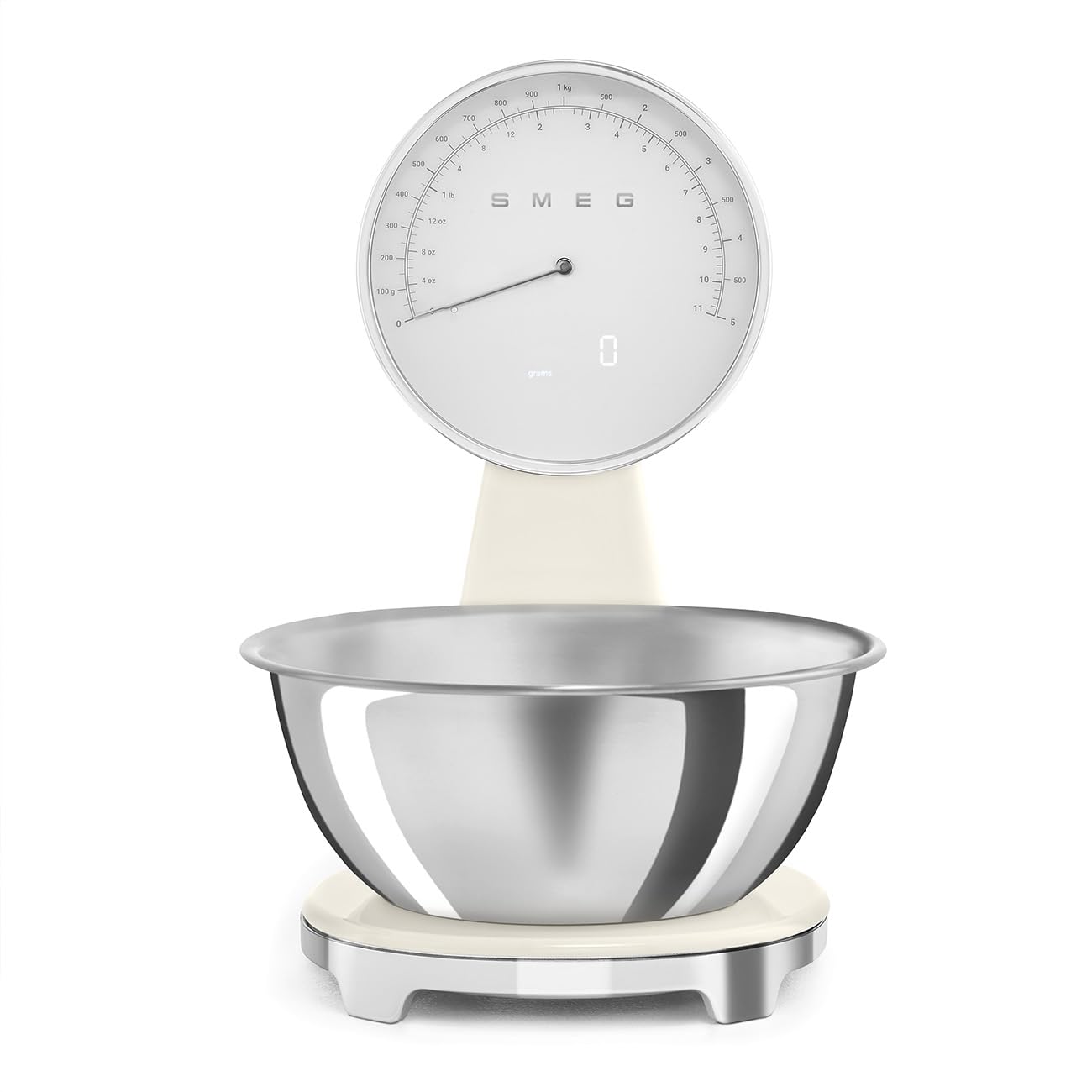 Smeg báscula de cocina digital y analógica crema - Cuenco de acero inoxidable 1,8 L y capacidad 5 kg-Casamyio