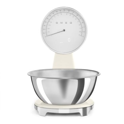 Smeg báscula de cocina digital y analógica crema - Cuenco de acero inoxidable 1,8 L y capacidad 5 kg-Casamyio