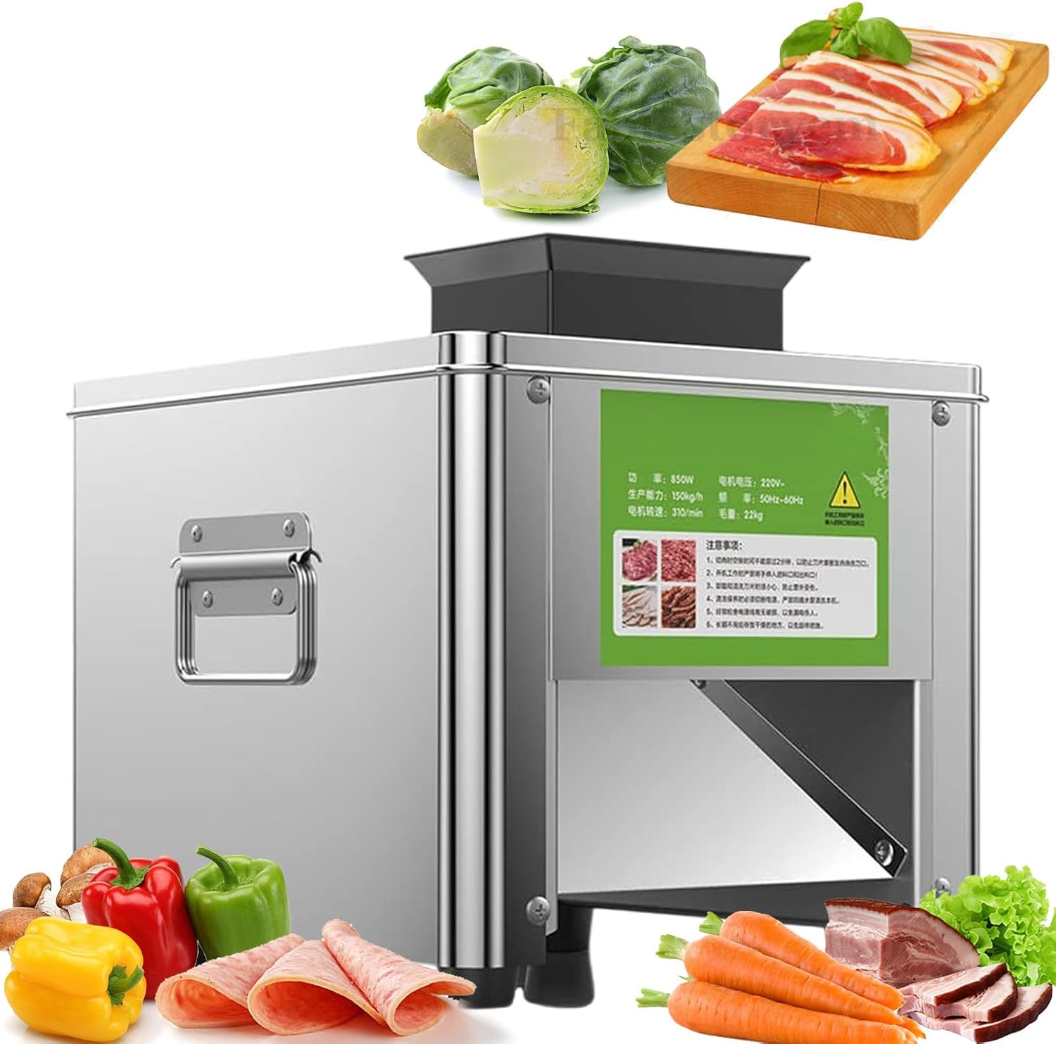 Máquina cortadora comercial de carne 850 W - trituradora eléctrica de acero inoxidable con grosor 2,5 a 21 mm - modelo 10 mm para restaurante-Casamyio