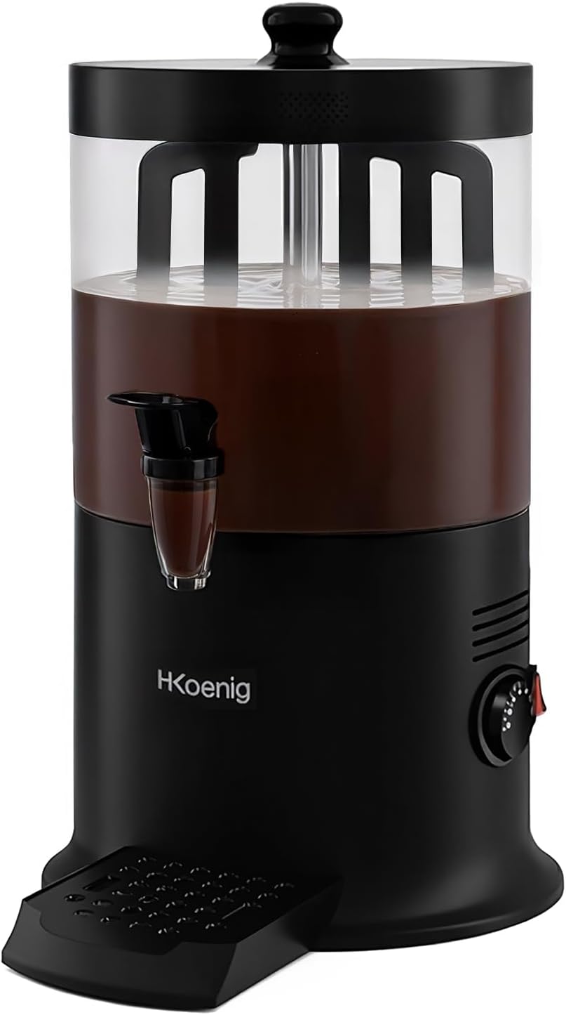 Dispensador de chocolate caliente H.Koenig SHK900 1200 W en acero inoxidable negro con depósito extraíble 6 litros y sistema antigoteo-Casamyio