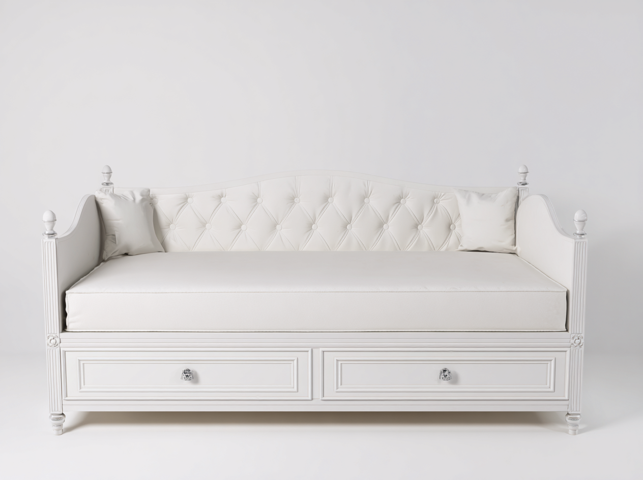 Sofás cama madera 200x90x100 cm - blanco - estilo clásico capitoné-Casamyio