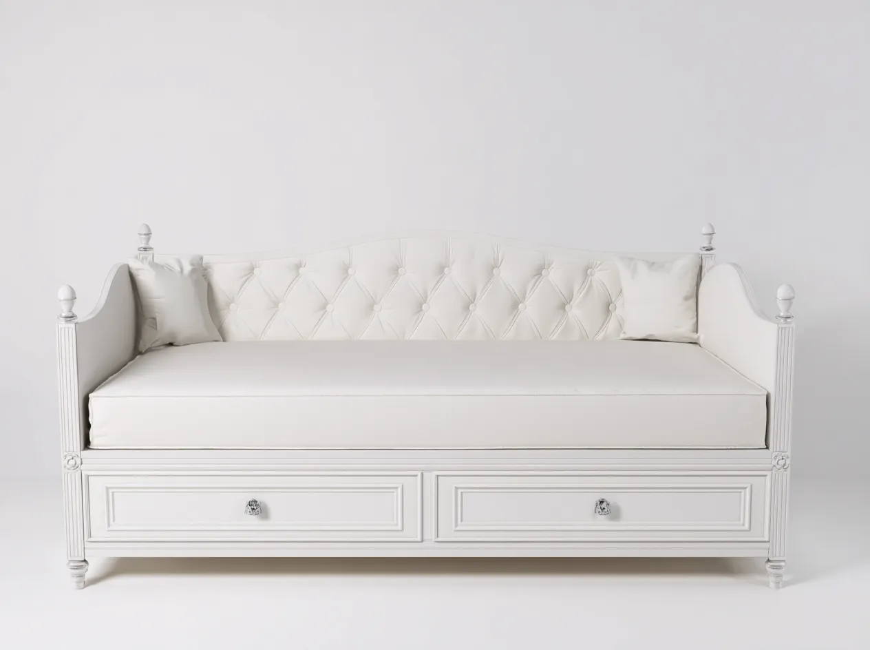 Sofás cama madera 200x90x100 cm - blanco - estilo clásico capitoné-Casamyio