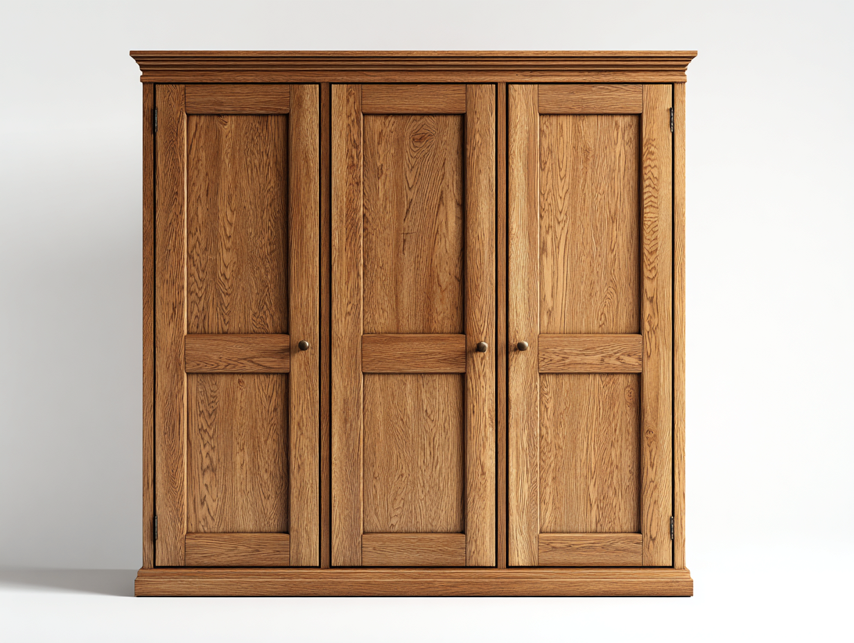 Armarios de tres puertas madera color roble 150x55x120 cm - diseño clásico para sala de estar-Casamyio