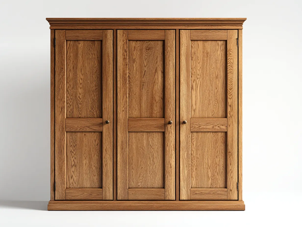 Armarios de tres puertas madera color roble 150x55x120 cm - diseño clásico para sala de estar-Casamyio