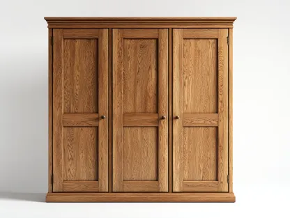 Armarios de tres puertas madera color roble 150x55x120 cm - diseño clásico para sala de estar-Casamyio