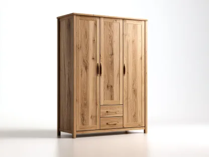 Armarios de tres puertas de madera con cajones 160x60x200 cm roble - diseño natural - para dormitorio-Casamyio