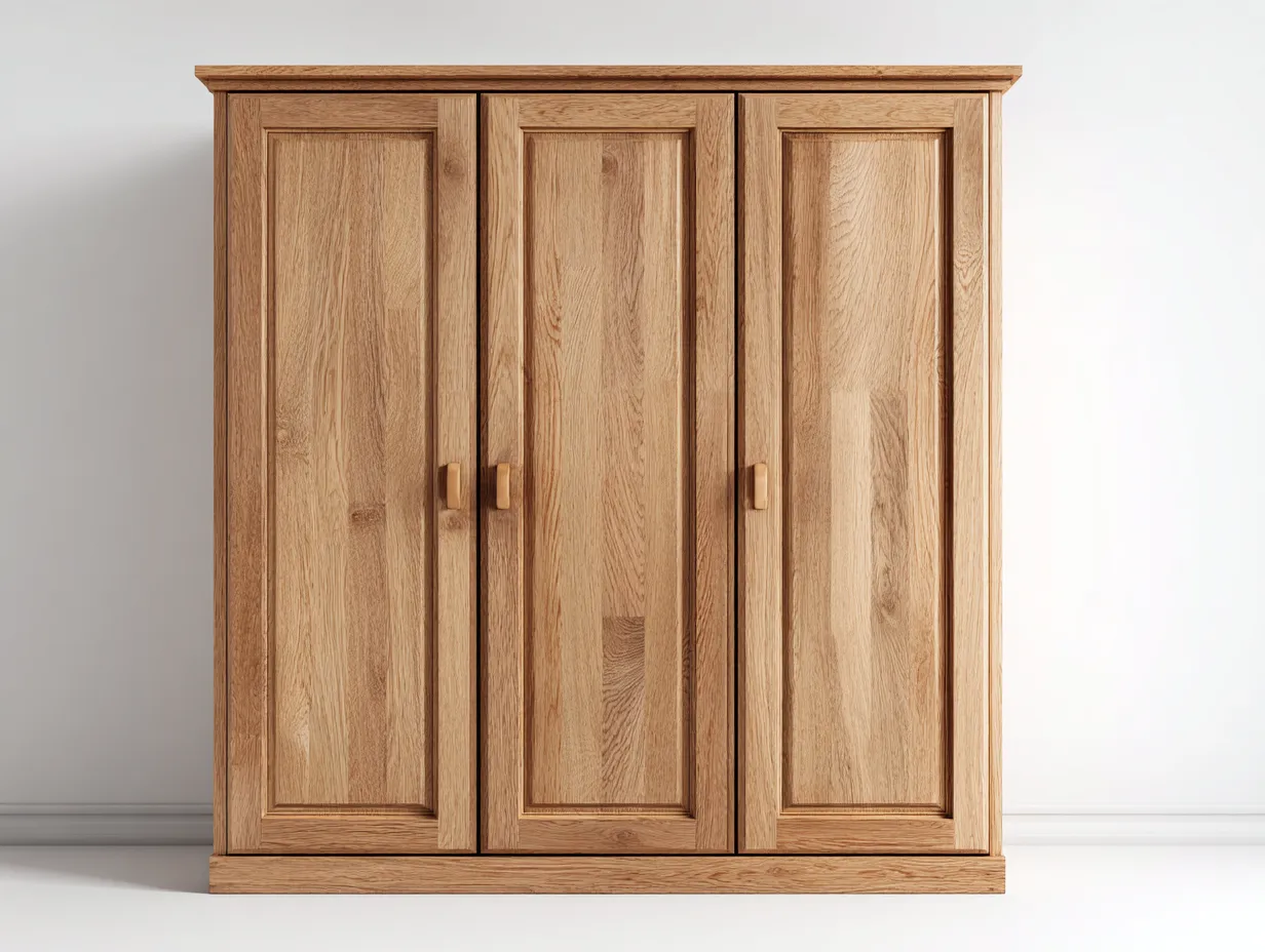 Armarios de tres puertas madera 150x60x120 cm - color natural - estilo moderno almacenamiento-Casamyio