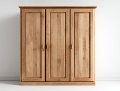 Armarios de tres puertas madera 150x60x120 cm - color natural - estilo moderno almacenamiento-Casamyio