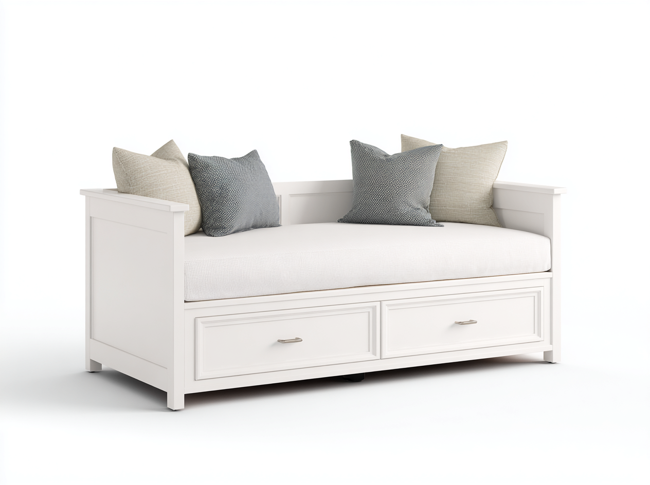 Sofás cama madera blanca con cajones 200x90x85 cm - diseño moderno para sala de estar o dormitorio-Casamyio