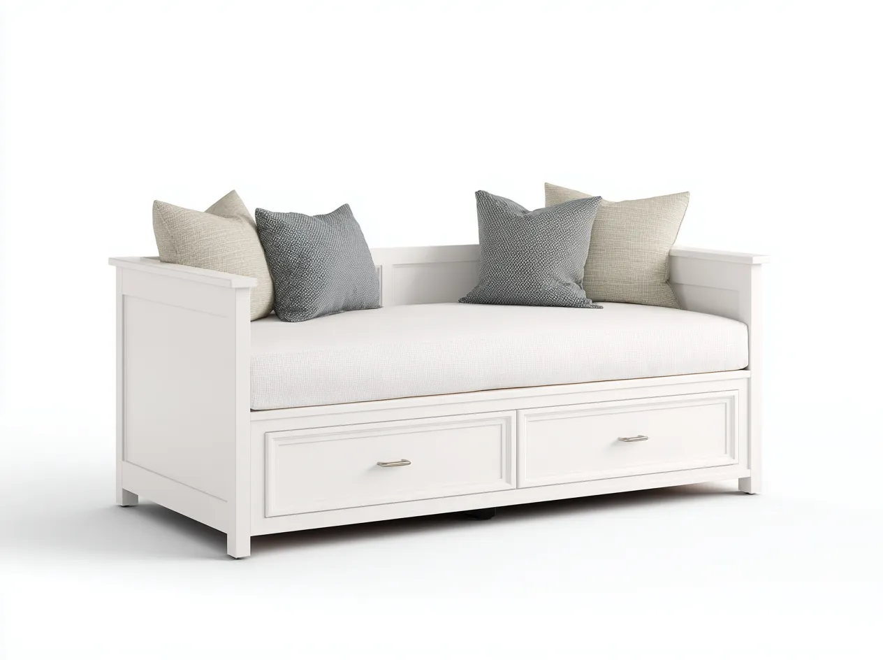 Sofás cama madera blanca con cajones 200x90x85 cm - diseño moderno para sala de estar o dormitorio-Casamyio