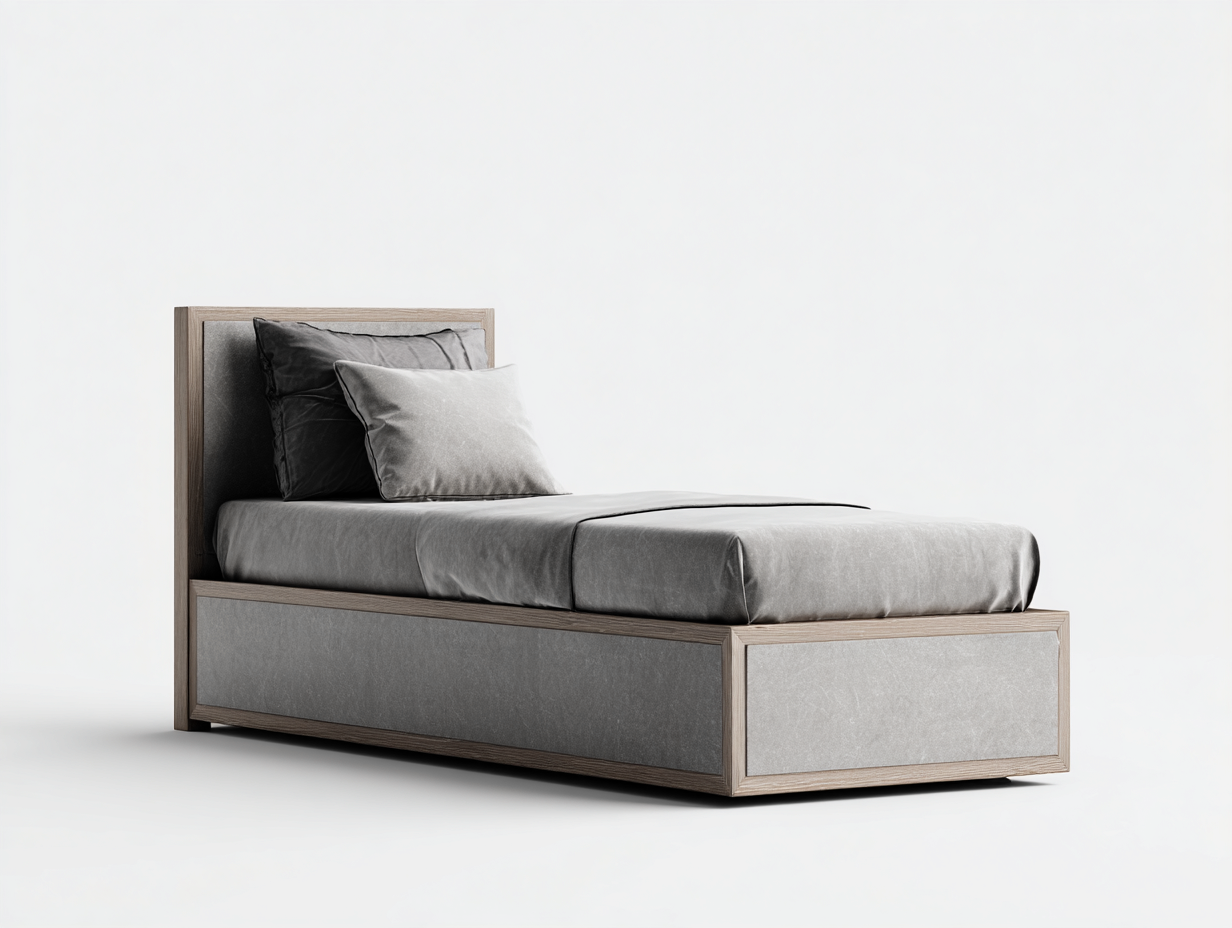 Camas individuales de madera tapizada 200x100x105 cm gris - diseño moderno - para dormitorio-Casamyio