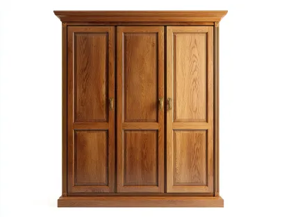 Armarios de tres puertas de madera 150x60x200 cm marrón - diseño clásico - para dormitorio-Casamyio