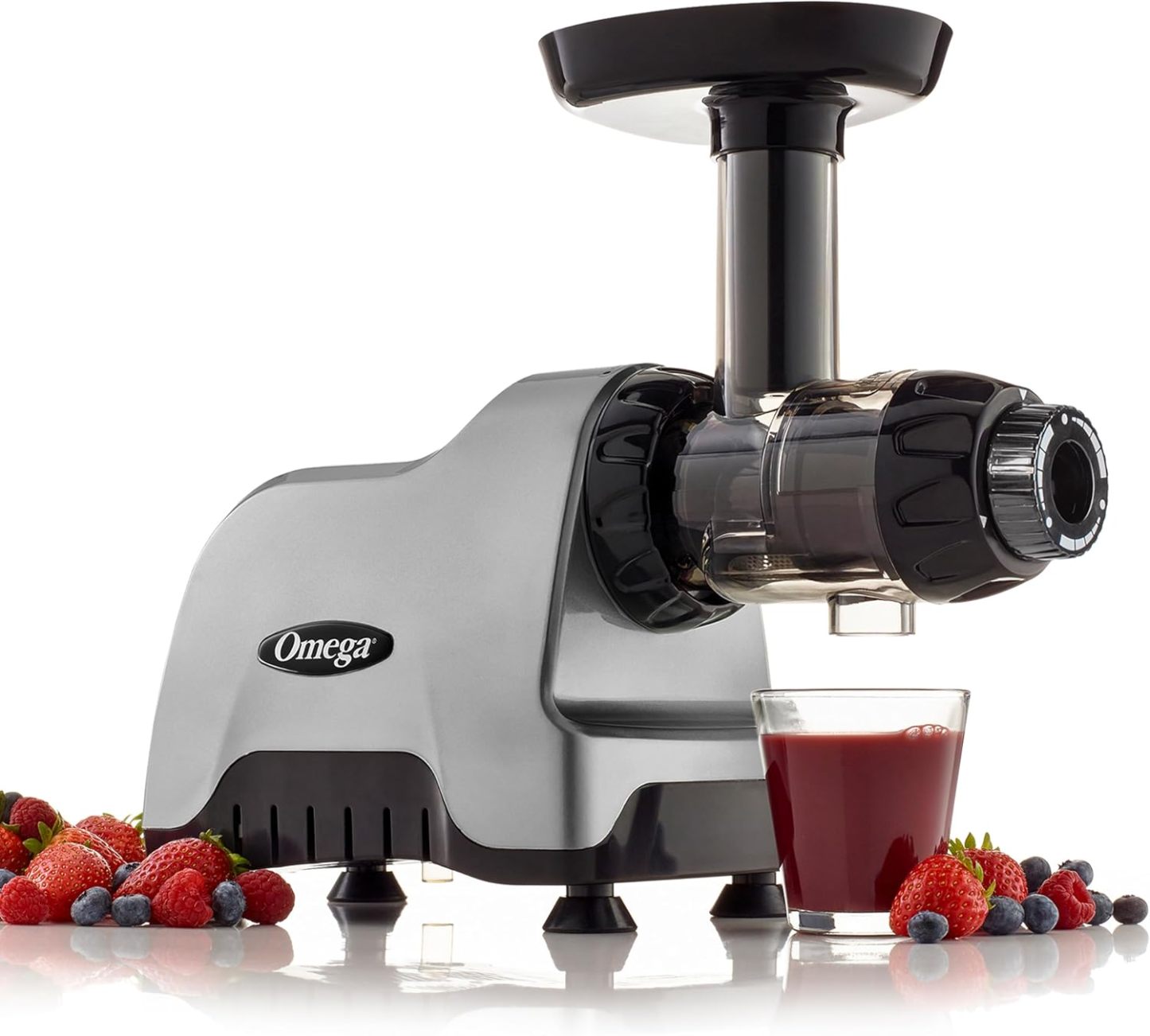 Omega CNC80S extractor compacto - slow juicer horizontal plateado de baja velocidad para nutrición y uso multiuso-Casamyio