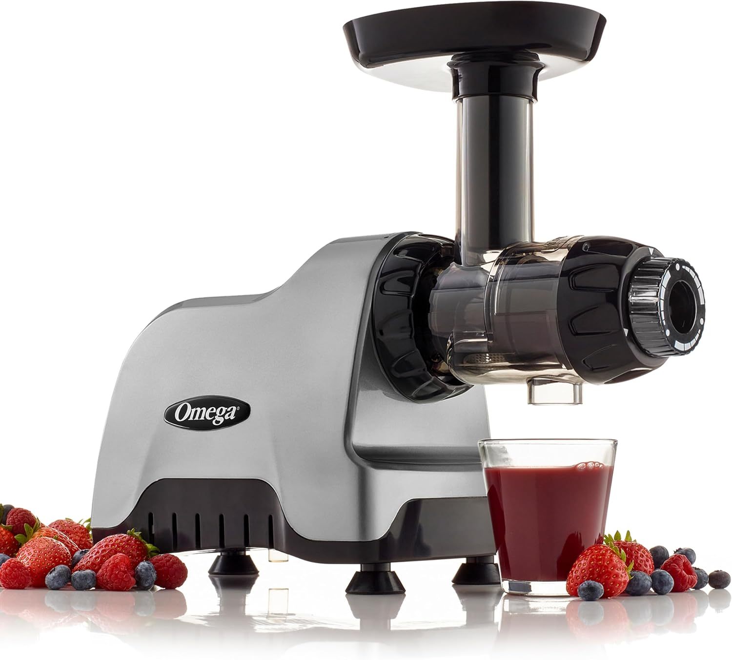Omega CNC80S extractor compacto - slow juicer horizontal plateado de baja velocidad para nutrición y uso multiuso-Casamyio