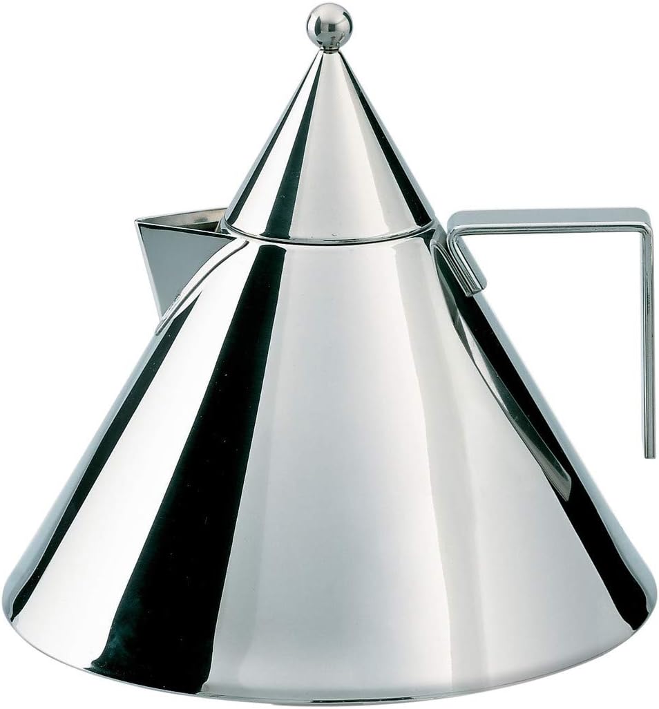 Alessi Il Conico - Hervidor silbante de diseño - 2 l - acero inoxidable plateado - estilo moderno-Casamyio