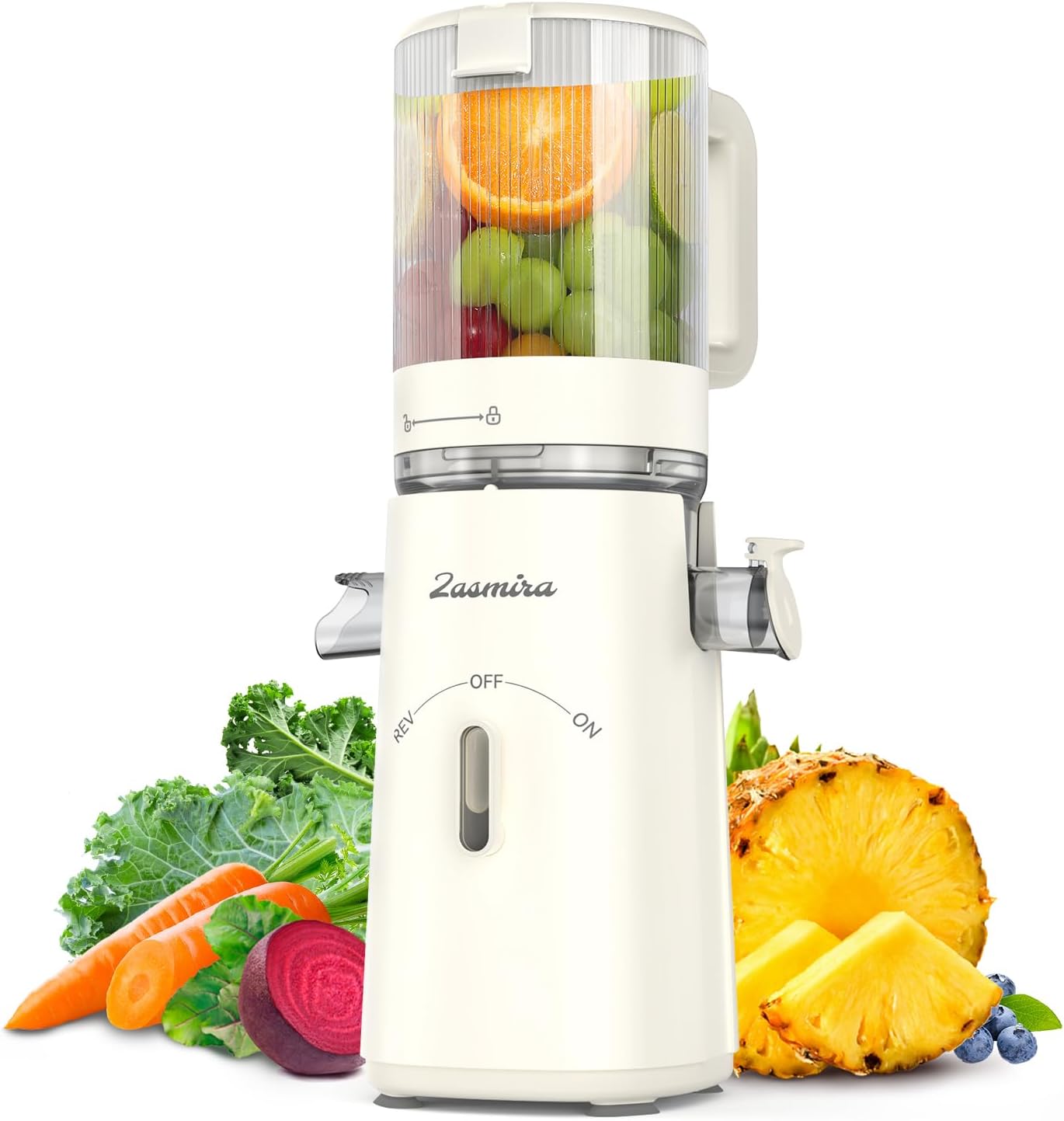 Zasmira extractor de zumos lento mejorado - Canal de 120 mm 150 W con 2 tazas incluidas-Casamyio