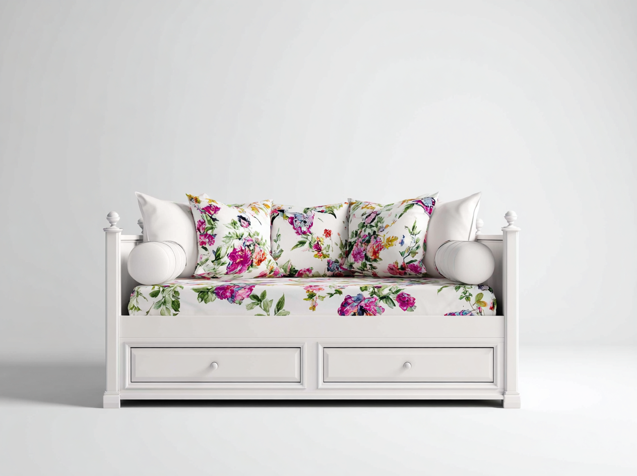 Sofás cama madera blanca con cajones 200x90x90 cm - diseño clásico para sala de estar o dormitorio-Casamyio