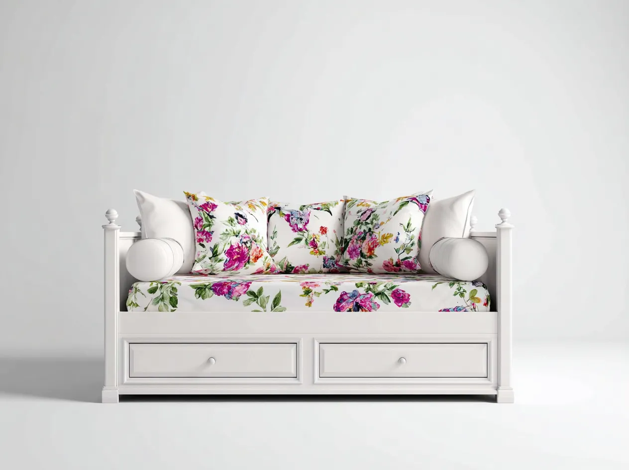 Sofás cama madera blanca con cajones 200x90x90 cm - diseño clásico para sala de estar o dormitorio-Casamyio