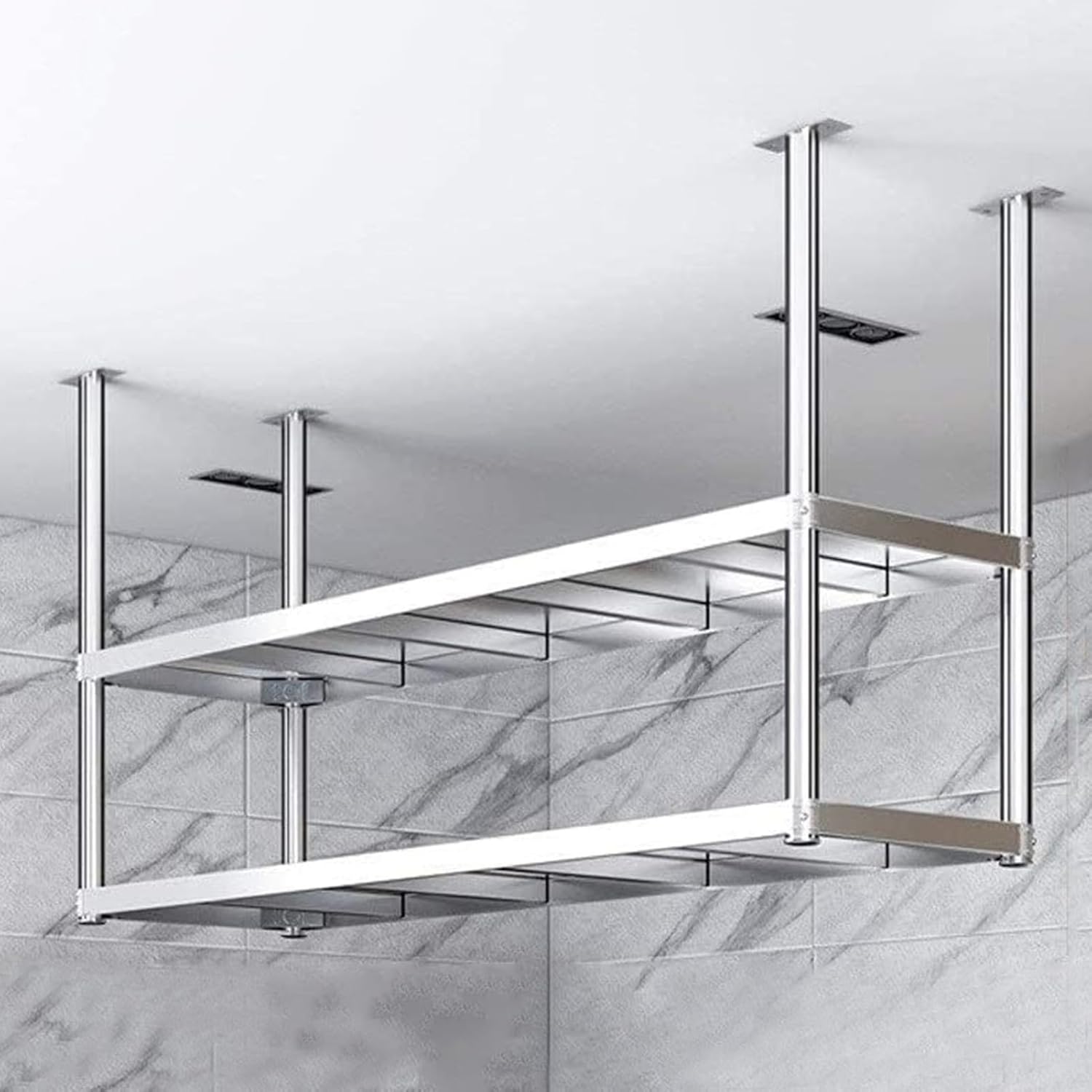 Estante colgante de acero inoxidable 100 x 35 x 80 cm - almacenamiento industrial para cocina despensa lavadero y plantas-Casamyio