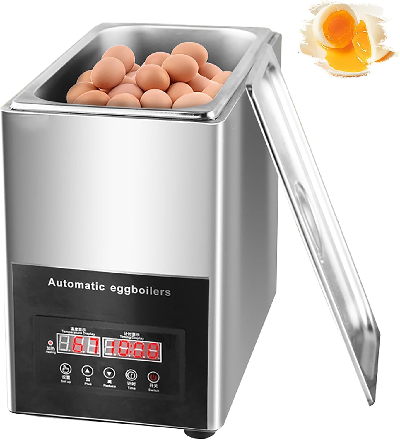 Cocedor comercial de huevos 800 W - máquina de aguas termales 9 L - temporizador 0 a 99 minutos para huevos pasados por agua-Casamyio