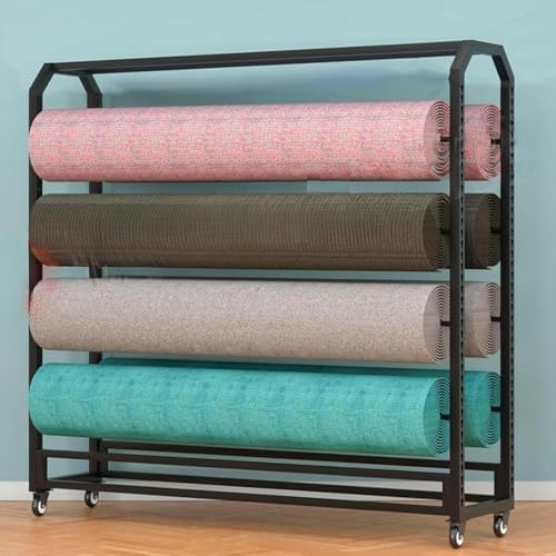 Estante móvil para rollos de tela y vinilo - organizador comercial de acero resistente - carrito para papel tapiz y película-Casamyio