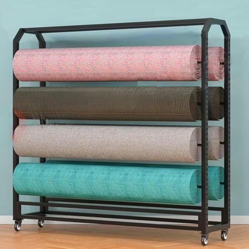 Estante móvil para rollos de tela y vinilo - organizador comercial de acero resistente - carrito para papel tapiz y película-Casamyio
