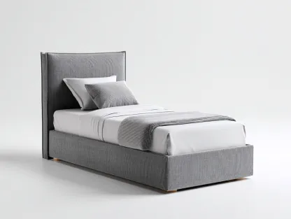 Camas individuales tapizada en tela 200x100x110 cm gris - diseño moderno - para dormitorio-Casamyio