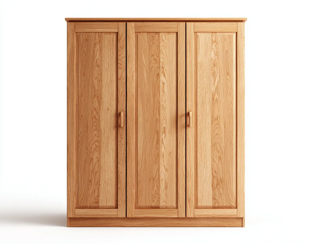 Armarios de tres puertas madera color roble claro 160x60x200 cm - diseño clásico para sala de estar-Casamyio