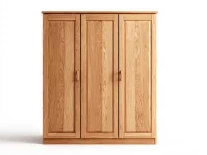 Armarios de tres puertas madera color roble claro 160x60x200 cm - diseño clásico para sala de estar-Casamyio