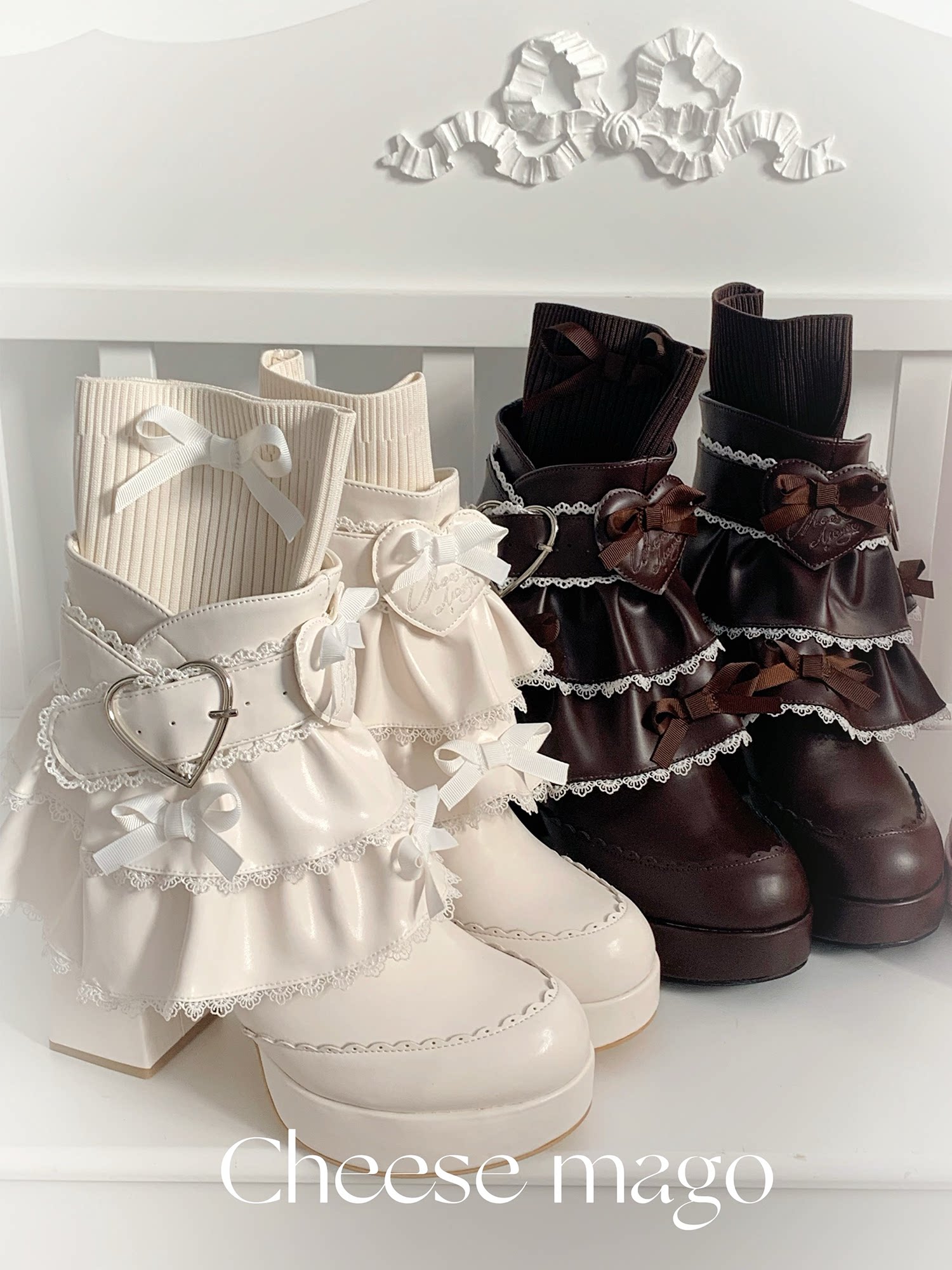 Dollhouse Princess | Ruffle Collar Lace-Up Booties