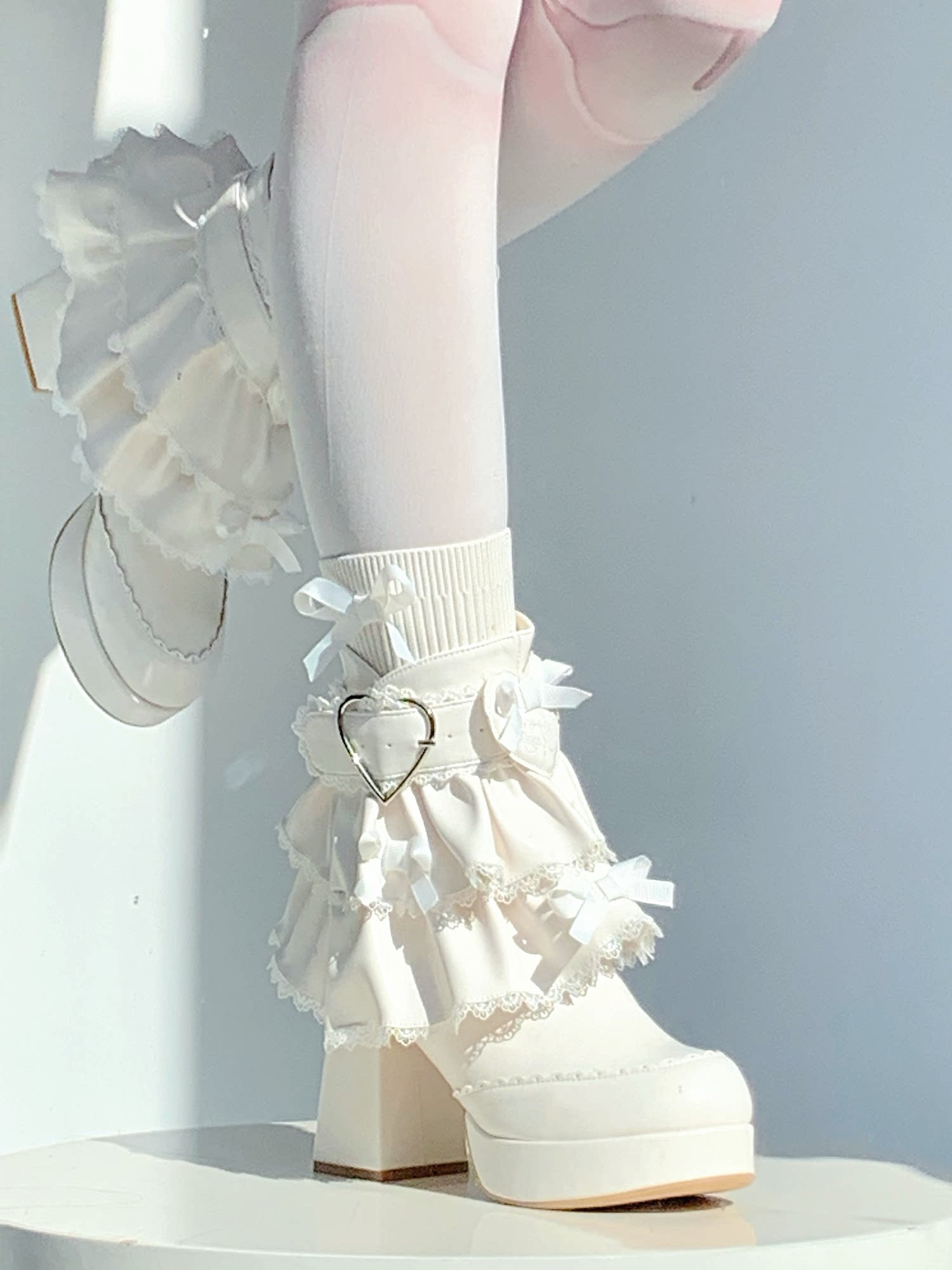 Dollhouse Princess | Ruffle Collar Lace-Up Booties