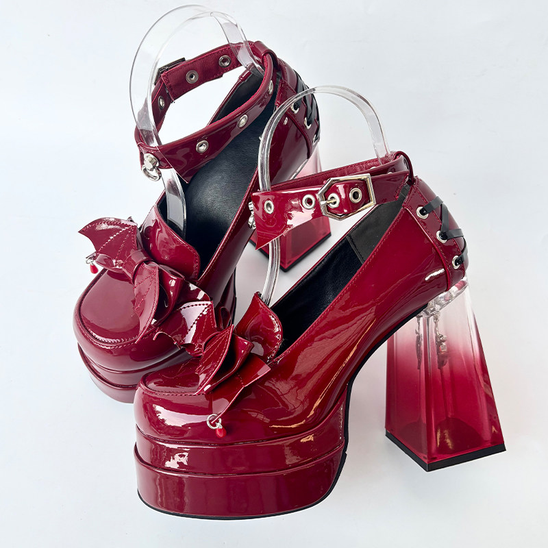 Vampire’s Kiss | Bat-Wing Crystal Platform Heels