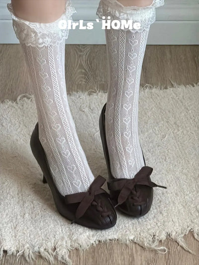 Victorian Muse | Lace-up Bow Stiletto Pumps