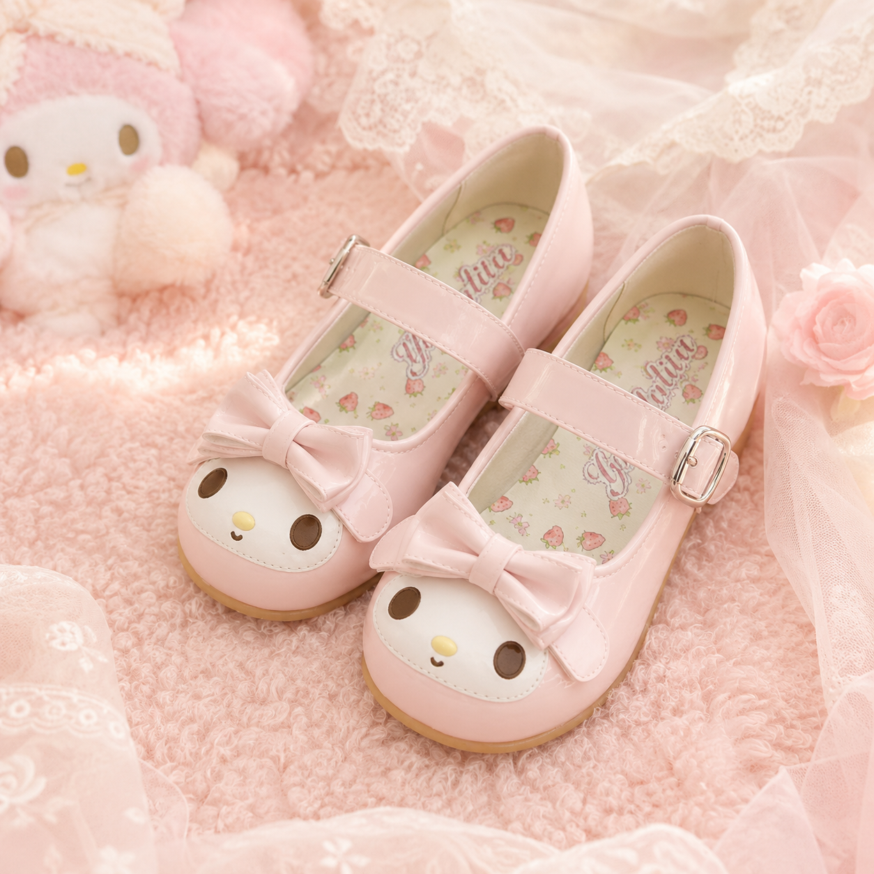 Bunny Berry | Cartoon Ribbon Bow Mary Janes