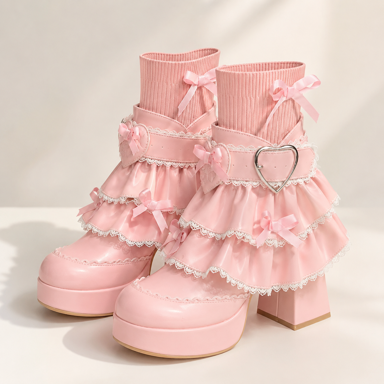 Dollhouse Princess | Ruffle Collar Lace-Up Booties