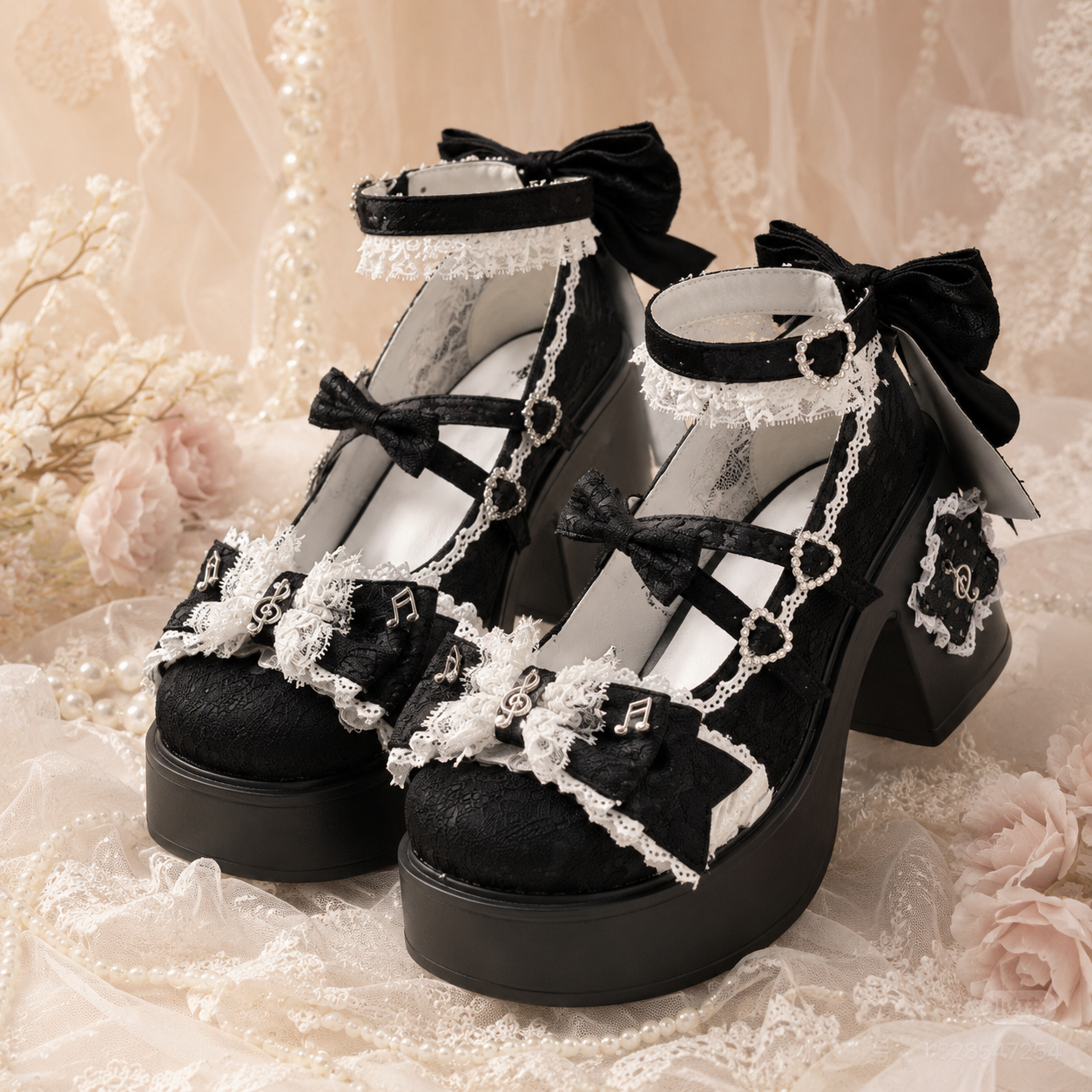 The Princess's Sonata | Music-Note Lace Platform Mary Janes