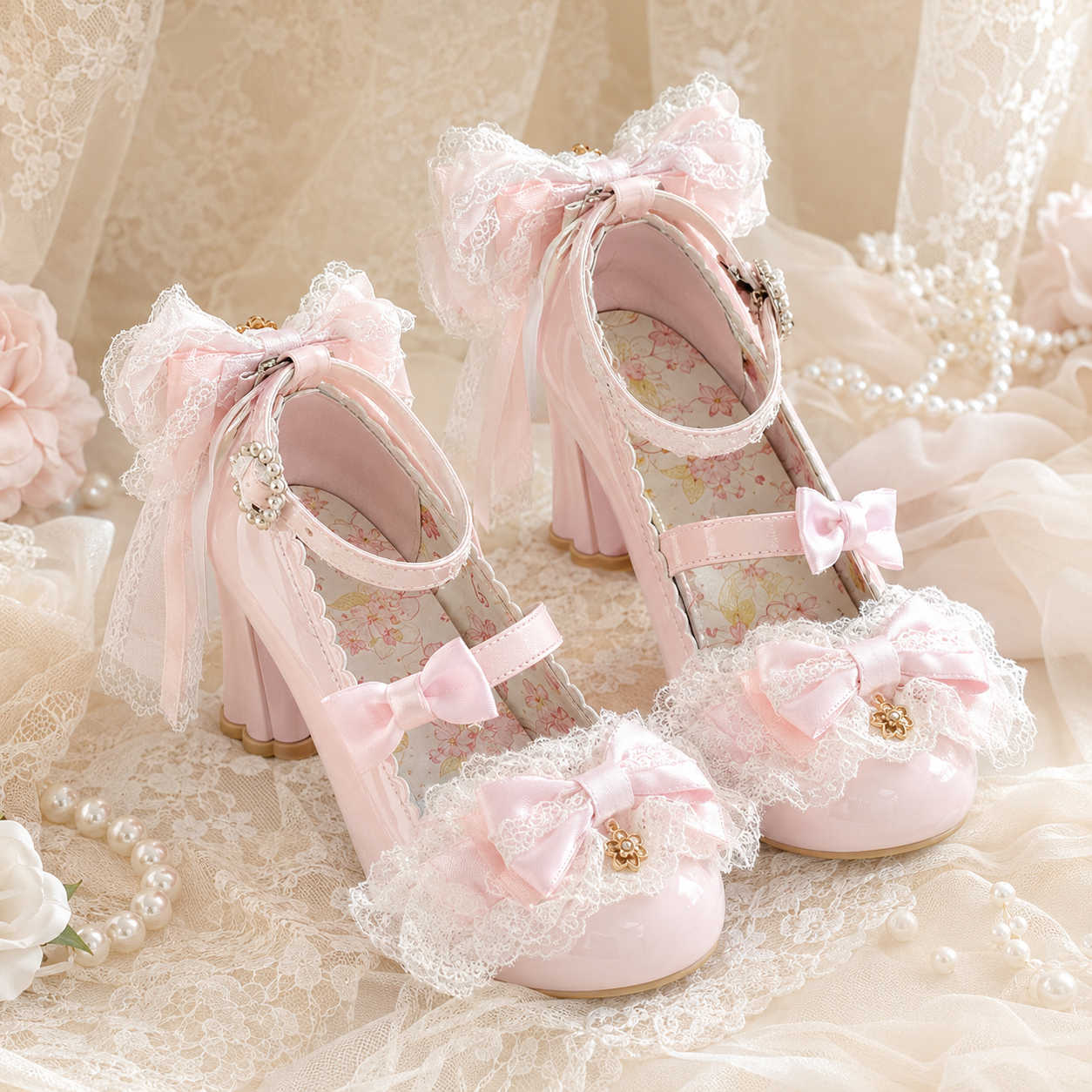 Sweetheart Doll | Ruffled Heart-Buckle Mary Janes