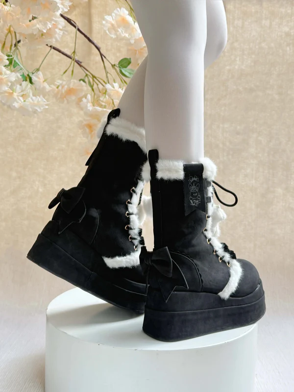 Snow Bunny | Chunky Platform Fur-Trimmed Winter Boots